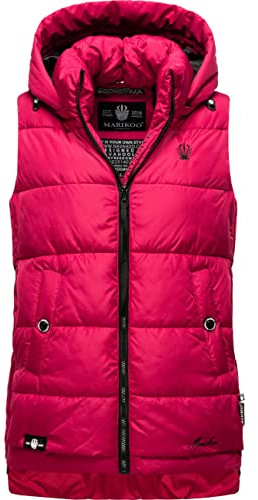 MARIKOO Zarinaa - Gilet trapuntato invernale caldo da donna, con cappuccio, taglie XS-XXL, fucsia, S