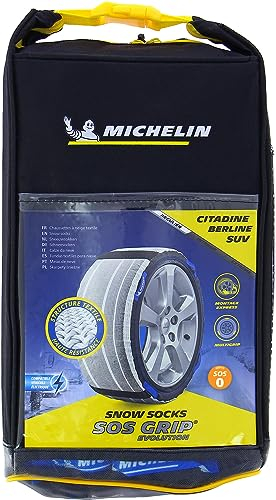 MICHELIN SOS Grip® Evolution Chaussettes à Neige Haute Performance SOS 0 - Chaînes à Neige Textiles Homologuées EN16662-1 - Montage Facile <2 Min - Adhérence Neige et Verglas - Compatibles ESP/ABS