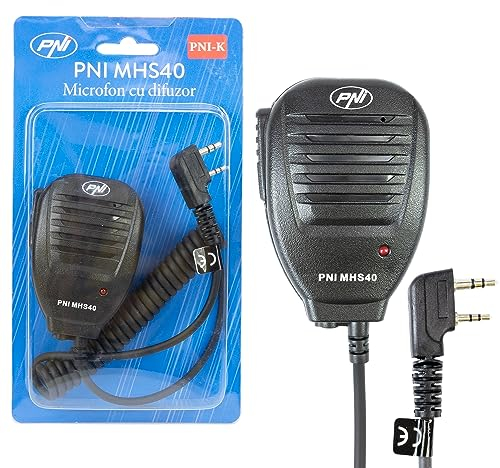 PNI Microfono con altoparlante MHS40 2 poli, compatibile con radio PMR, VHF/UHF