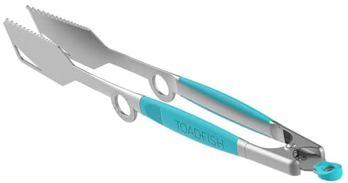 Toadfish Ultimate Grill Tongs, 17-Inch Long Kitchen Tongs, Full Stainless Steel for Cooking, Grilling, BBQ