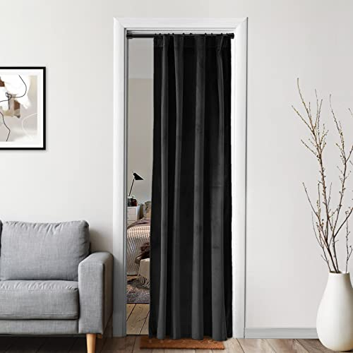 XTMYI - Panneaux de rideaux occultants en velours pour chambre à coucher, isolation thermique, avec languette arrière, passe-tringle, rideaux occultants pour porte d'intimité/fenêtre, 203,2 cm de long