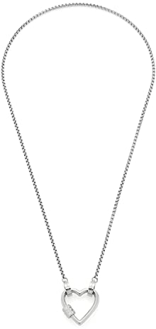 JEWELS BY LEONARDO Halskette Clip & Mix Minou • Venezianer-Kette aus silberfarbenem Edelstahl • mit Zirkonia-Steinchen besetztem Herz-Karabiner • 45 cm Länge • Damen Schmuck • 021804