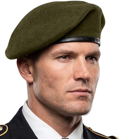 Nawati US Army Style Berets, 100% Wool British Military Berets for Men, Fashionable and Vintage Women's Beret Hats-Green
