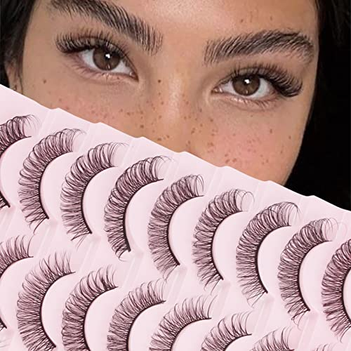 Parriparri Faux Cils Russe 3D Faux Cils Naturel 10 Paires Réutilisables Russian Lashes Cat Eye Fluffy Faux Cils Faits à La Main Fake Lashes D Curl False Mink Eyelashes