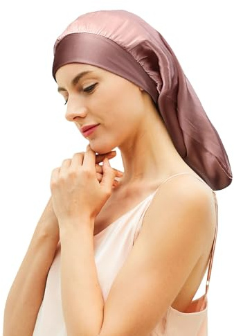 Desmend Femme Classique Bonnet Soie Cheveux Nuit Brun Rosé Taille Unique