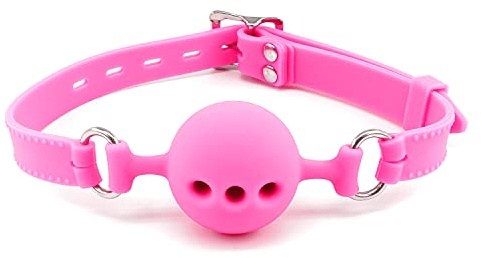 Breathable Silicone Sex Gag for SM Games, Open Mouth Bondage Ball Gags for Sex Play, Bondage Restraints Toys BDSM Bite Gag Muzzles, Women and Men Silicone Sex Toys (Plum, Medium)