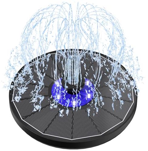 SZMP LED Solar Springbrunnen, 2025 Neu Glas Solar Teichpumpe, 2200mAh Batterie, Nachts Arbeiten, Solar Wasserpumpe mit 7 Düse & 4 Fixer Solar Schwimmender Fontäne Pumpe für Garten, Vogel-Bad (Weiß)