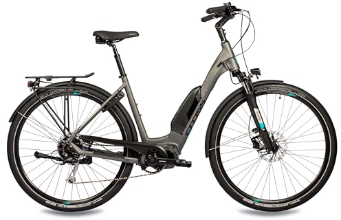 Airtracks 28 Zoll E-Bike LS Wave Trekking Fahrrad X-Tron SR1 City Elektrofahrrad Mittelmotor Shimano STеPS E6100 Akku 504Wh 9 Gang Shimano - Low Step Pedelec für Damen & Herren - 55cm (185-195cm)