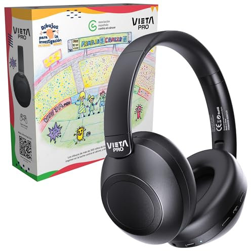 Vieta Pro Cascos inalámbricos Bluetooth Diadema, Batería 50H, USB-C, Auriculares con Micrófono inalámbrico Bluetooth HD, Modo Gaming, Dual Pairing | Wireless Headphones Daniel Producto BENÉFICO