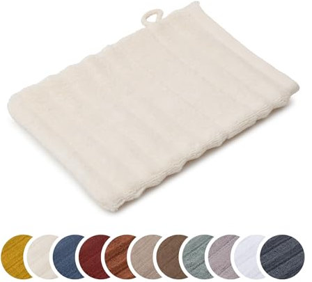 liebling Waschhandschuh Luxus Bio Baumwolle, Serie Marseille, 770 gr. / m², 16 x 21 cm, Ökotex, 60 Grad, saugstark, schnelltrocknend, Farbe: Creme