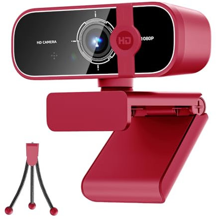 ISKOVI Cámara web C28 1080P con cubierta de privacidad y soporte de trípode, cámara de PC con micrófono con cancelación de ruido, corrección automática de luz, Plug and Play, cámara web para