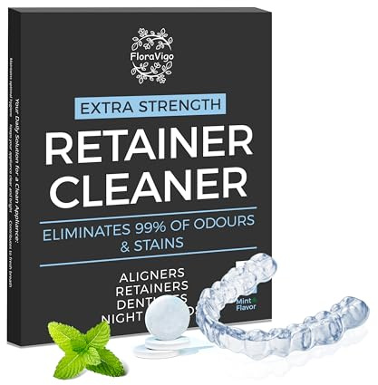 FloraVigo Retainer Cleaning Tablets - 36 Tablets - Denture Cleaning Tablets, Eliminate Odors, Stains - Denture Cleaning Tablets - Strong Denture Cleaning Tablets