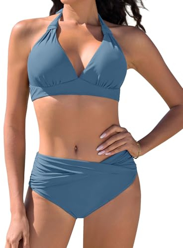 Nadeer Bikinis Mujer Push Up Cuello en V Traje de Baño de Dos Piezas Sexy Halter Conjunto de Bikini Ropa de Playa Verano Piscina Bikini Set