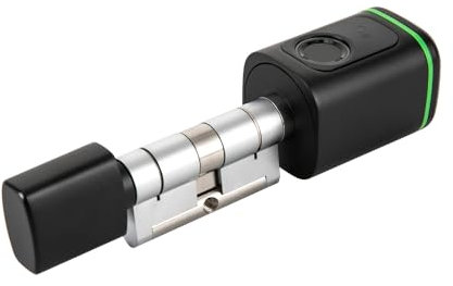 Serrure de porte, avec empreinte digitale, Smart Lock, cylindre réglable 60 mm (35/45), électronique, avec RFID, applications, Bluetooth, boutons-pression, serrure intelligente (noir)