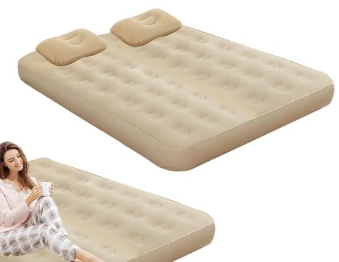 Hogvinnatil Letti gonfiabili per adulti, materasso ad aria sfruttata,Campeggio Gonfiare materasso a doppia pompa ad incasso | Pad di sonno pieghevole portatile automatico di soffiaggio per