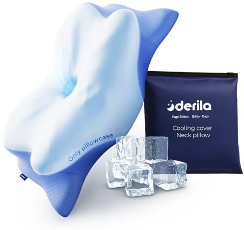 Derila Ergo Pillowcase Cervical Neck Pillow for Sleeping Pillow Case Contour Memory Foam Pillows for Back, Side Sleeper (Pillowcase - 21.25 x 14.17 x 4.72 in) Pillow Case only