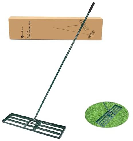 Yesker Lawn Leveling Rake 30 Inch for Soil Yard Leveling Rake with 30x10 Ground Plate 72 Steel Handle Effort-Saving Heavy Duty Ground Leveler Tool for Backyard Garden Farm Golf Course Landscaping