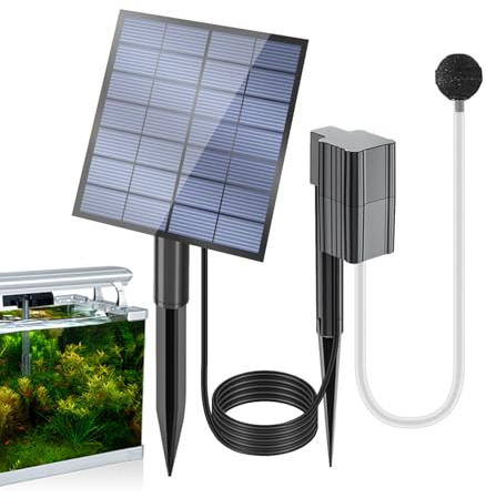 Aeratore per acquario, 7 V, 300 g, tubo 11 x 21,5 cm, pompa per acquario, pompa ad alimentazione solare regolabile da 2,5 W, kit per pesca e coltura | Fornitura di ossigeno per stagni Koi