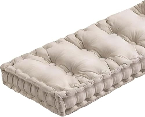 VEAI Cuscino per Panche da Interno/Esterno - 120x40,100x40,80x40,100x50 cm - Spessore 8-10 cm Cuscino per Panchina per Giardino, Cucina, Sala da Pranzo, Finestre e Altalene(Beige,80x40x10cm)