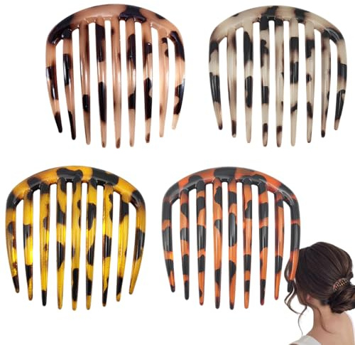YIPFEN 4 Pezzi Fermacapelli Pettinini, French Side Hair Combs, Pettini in Plastica con Denti, Fermagli a Pettini per Capelli, Pettinino per Acconciature, per Donne con Capelli Spessi e Sottili