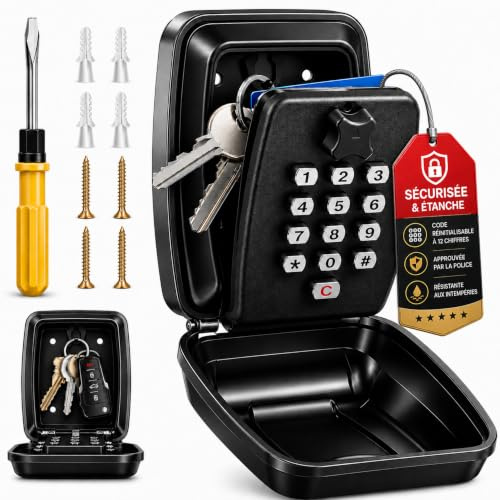 LDS® Boite à Clefs Sécurisée Extérieure – Approuvée par la Police – Coffre à Clés Étanche avec Code Réinitialisable à 12 Chiffres – Grand Rangement pour Clés de Rechange – Idéale pour Maison, V3