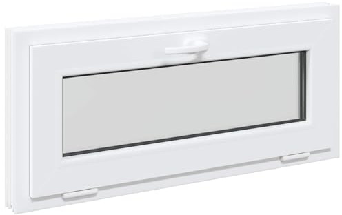 vidaXL Finestra per seminterrato RISOR 90 x 40 cm PVC e Vetro Bianco, Design Moderno per Seminterrato, Installazione di finestra rettangolare, finestre in PVC durevoli per luce e ventilazione