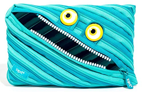 ZIPIT Wildlings Federmäppchen für Jungen, Extra Großes Mäppchen für die Schule, Monster Etui für Kinder, Federmappe Blau