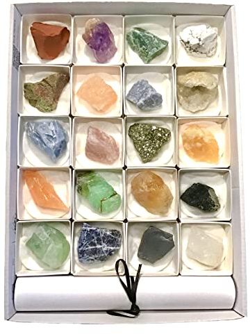 Steinfixx - Collection de 20 pierres minérales haute qualité| Lithothérapie | Pierres précieuses | 25-50 mm chaque | Pierres précieuses du monde entier