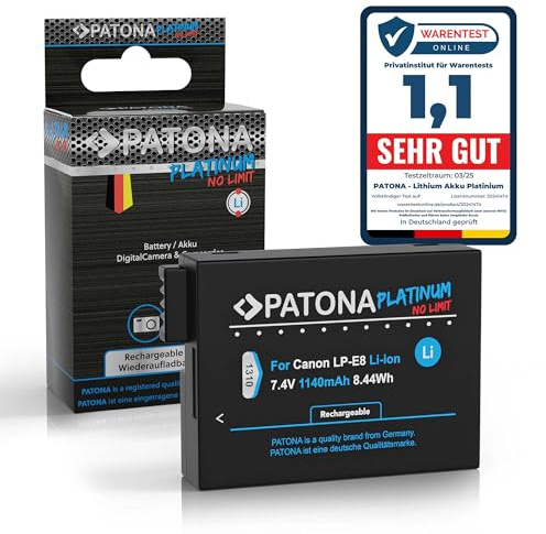 PATONA Platinum LP-E8+ Akku 1140mAh Ersatzakku kompatibel mit Canon EOS 550D 600D 650D 700D Rebel T2i T3i T4i T5i Kiss X4 X5 X6i X7i Battery Pack LPE8 LP E8 LPE 8
