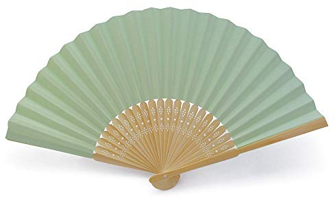 OLILLY - 50 x Ventagli di carta Verde e Bambù per Matrimoni (Verde, 50 Ventagli)
