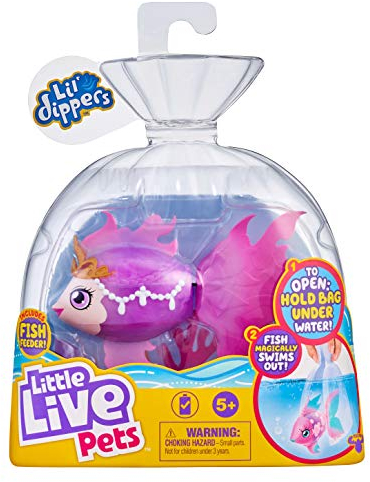 Little Live Pets Lil' Dipper Seaqueen (Einzelverpackung): interaktiver, farbenfroher Fisch mit Wow-Effekt beim Auspacken im Wasser, inklusive Futterflasche