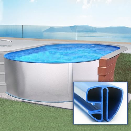 Oval Pool 490 x 300 x 120 cm | Grund Set | Poolfolie blau 0,8 mm | Spezial Handlauf