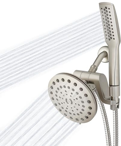 Waterpik High Pressure Pulsating Shower Wand and Rain Shower Head Combo with Extra-Long 8-Foot Metal Hose, HairWand Pulse Spa System 12 Spray Modes for Hair and Body, Brushed Nickel