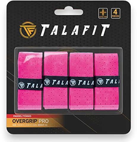TALAFIT Pack 4 Grip Padel - SURGRIP Padel- Grip Tennis - Grips Raquette Padel - PERCAGES- Accessoires Padel - Maximum Grip (Rose)