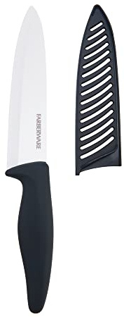 Farberware 6-inch Ceramic Chef knife with Blade Cover & Black Soft-Grip Handle, White (5226732)
