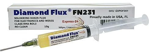 Diamond Flux FN231 Soldering Flux for Electronics NoClean Paste Gel RMA ROL0 in 10g Syringe for Repair and Soldering Printed Circuit Boards.