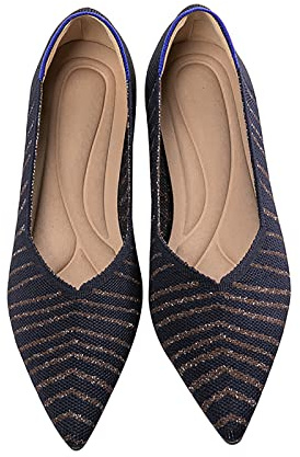 MACHSWON Women’s Ballet Dressy Flats Pointed Toe Knit Dress Shoes Slip On Casual Foldable Ballerina Walking Shoes (Dark Purple, Size 8)