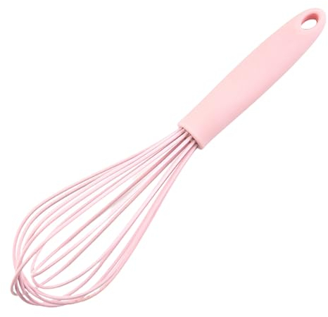 Washranp Batidores pequeños de 10 pulgadas para cocinar, batidores de silicona con mango de polipropileno, varilla de mezcla de leche, batidor manual de huevos para cocinar, espumar, batir y mezclar