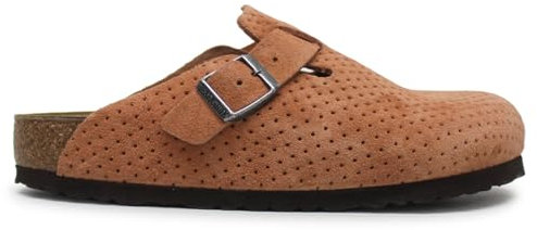 Birkenstock Unisex Boston BS Suede Embossed Emboss Dots Burnt Orange Sandals 7 UK
