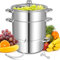 Fruit Steam Juicer Stainless Steel Steamer,11 Quart Fruits Vegetables Steamer with Tempered Glass Lid, Silicone Hose, Kitchen Cookware Steam Juicer for Juice, Jelly, Jams, Pasta