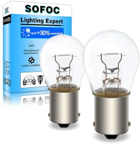 SOFOC P21W 24V 21W BA15S 1156 Bombilla blanco cálido luz marcha atrás señal antiniebla 180°Pasador Contacto único Base bayoneta S25 2Pzas