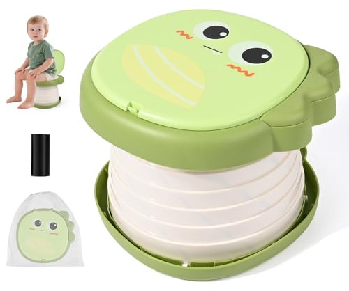 Apritsce Orinal para Niños, Inodoro Plegable Portátil para Niños, Orinal para Niños para Llevar, Asiento de Inodoro para Exteriores a Partir de 1 Año Orinal con 15 Bolsas de Repuesto, 23.5×20 CM