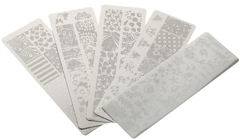 Homoyoyo Lot De 5 Pochoirs De Manucure Plaques Stamping Petit Format Animaux Et Monde Sous-marin Saison Chaude Modèles Pour Femmes Décorations D’ongles