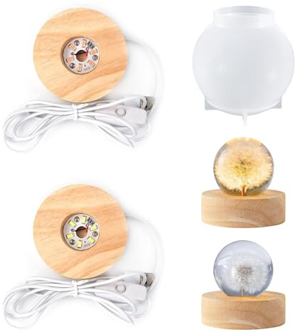 GZGXKJ Sfera di Cristallo Stampi Sferici In Silicone con Due Porta Lampade DIY Sfera Lampada Resina Epossidica per Realizzare Vari Stili di Lampade a Sfera Stampo Profumatore Resina