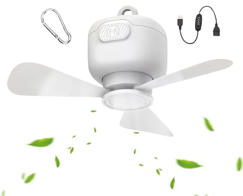 Genérico Ventilador De Techo Con Batería - Ventilador De Techo Para Autocaravanas Con Mando A Distancia Inalámbrico | Soporte Con Gancho Para Taller Garaje Dormitorio Patio Camping