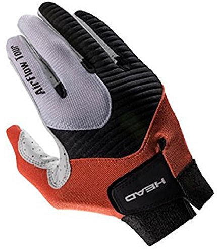 HEAD Leather Racquetball Glove - Airflow Tour Breathable Glove for Right & Left Hand - Black/Orange/White, Left - X-Large