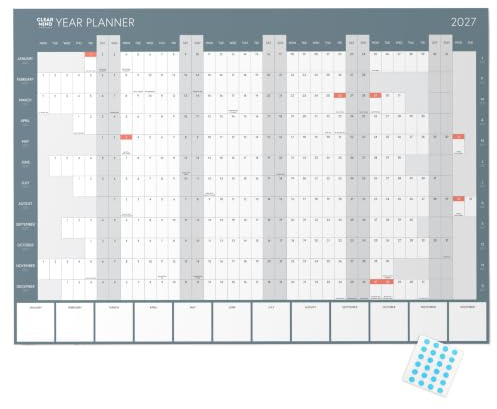 2027 A2 Year Wall Planner Folded Wall Calendar UK Bank Holidays