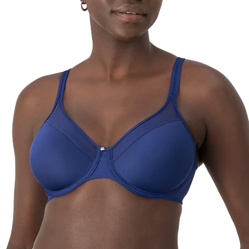 Bali Womens Underwire Bra, One Smooth Ultra Light T-shirt Convertible Full Coverage Bra, In The Navy 2, 42C US