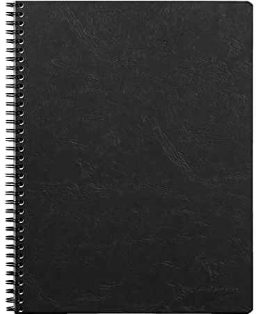 Clairefontaine 782521C - Collegeblock / Heft Age Bag mit Doppelspirale, DIN A4+ 80 Blatt abtrennbar, perforiert, 4-fach gelocht, kariert, Schwarz, 1 Stück