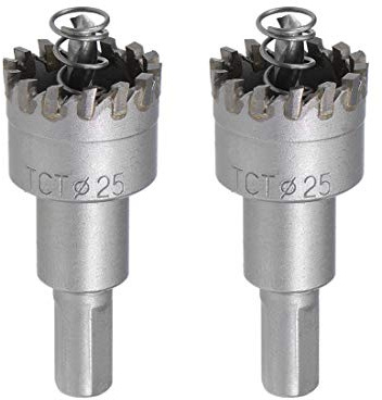 sourcing map 25mm Carbide Hole Cutter, Hole Saws for Stainless Steel Sheet Metal, High Density Carbide Tooth, 2pcs